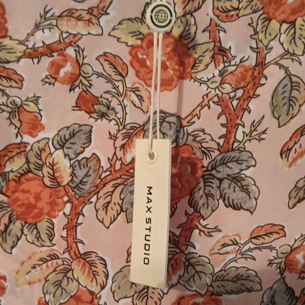 Max Studio Pink and Orange A-Line Midi Skirt - Picture 3 of 4